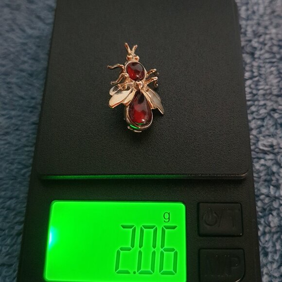 1’’ Genuine Baltic Amber 925 Sterling Silver Bumblebee Brooch - Picture 3 of 9